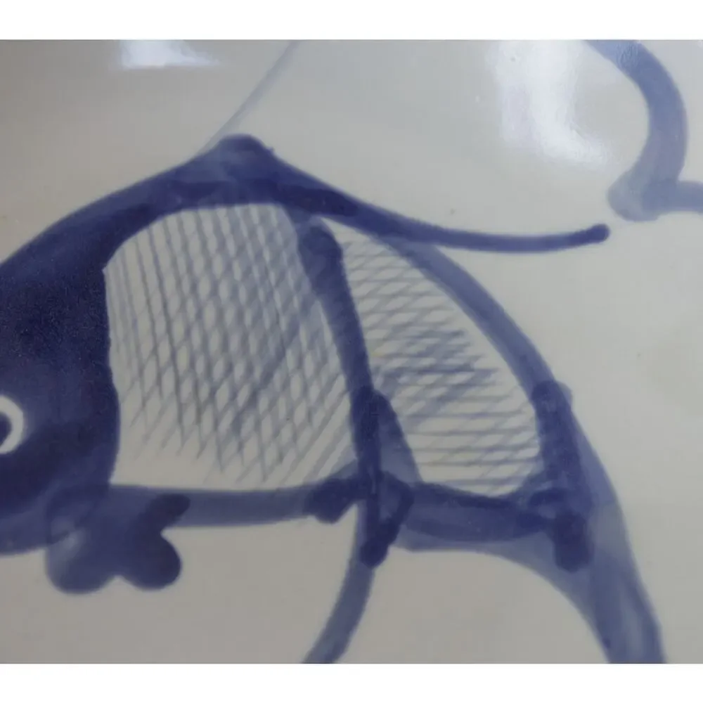 VTG Blue White Koi Fish Bowl 9